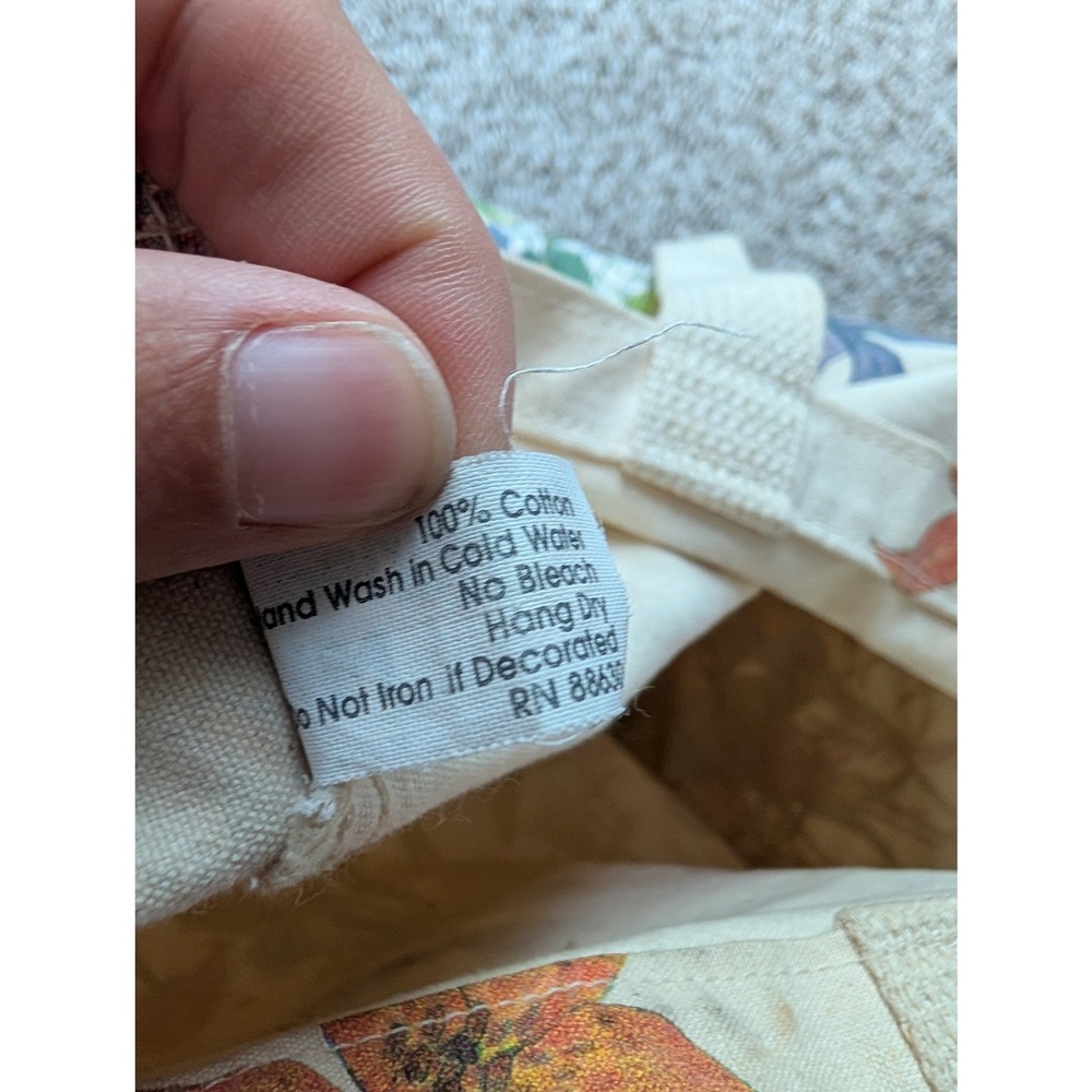 Harlequin Mills Canvas Tote Bag Women's Cream Joyce Reed Floral Print 1992 Art - Picture 7 of 9